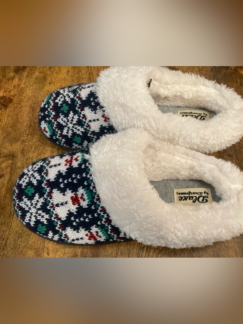 Dluxe by Dearfoams Women's Carol Snowman Scuff Slippers Size 7-8 new - Picture 3 of 6